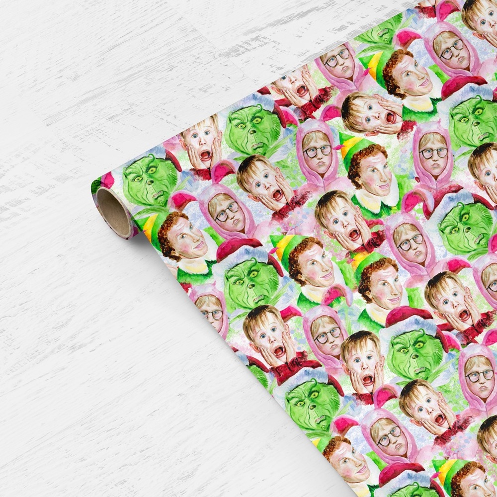 Christmas Movie Characters Wrapping Paper Roll - 6FT